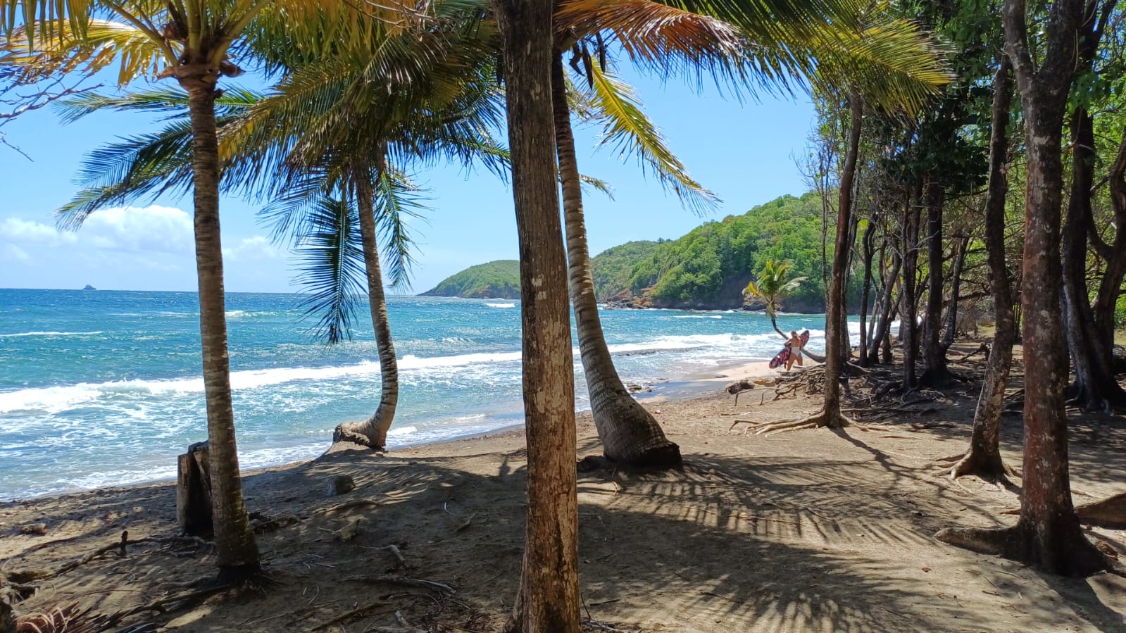 Waves rolling onto the Surfers' Beach in Tartane, Caravelle peninsula